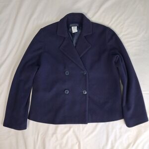 Herman Geist Navy Wool Cashmere Blend Double Breasted Blazer Jacket Women's 10P